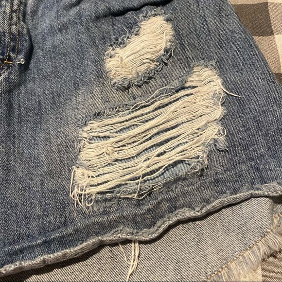 Vanilla Star Distressed Jean Mini Skirt Juniors Size 5 - Picture 3 of 7